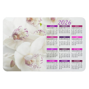 2023 Der elegante Kalender der Orchideen in Weiß u Magnet