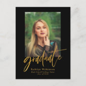 2023 Elegant Gold Black Script Foto Abschluss Ankündigungspostkarte (Vorderseite)
