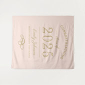 2023 Eleganter Blush und Gold Custom Abschluss Wandteppich (Vorderseite (Horizontal))