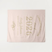 2023 Eleganter Blush und Gold Custom Abschluss Wandteppich (Vorderseite (Horizontal))