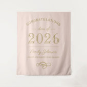 2023 Eleganter Blush und Gold Custom Abschluss Wandteppich (Vorderseite)