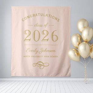 2023 Elegantes Rosé und Gold Custom-Abschluss Wandteppich