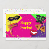 2023 Festival des Happy Purim Feiertagskarte (Vorne/Hinten)