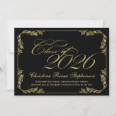 2023 Formal-Abschluss der Klasse Schwarz/Gold Einladung (Vorderseite)