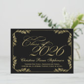 2023 Formal-Abschluss der Klasse Schwarz/Gold Einladung (Stehend Vorderseite)