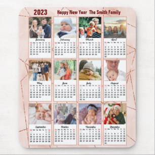 2023 Foto der 12-Familie Moderne Rose Gold Mousepad