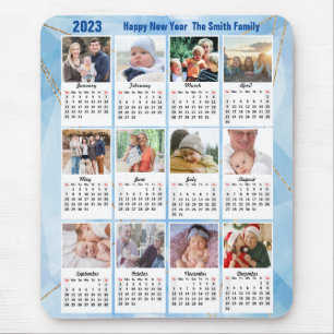 2023 Foto der 12-Familie Modernes Blue Einfach Mousepad