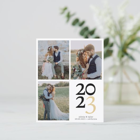 2023 Foto Hochzeit Dankeschön-Karte (Stehend Vorderseite)