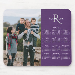 2023 Foto-Monogramm-Name für den Kalender auf Lila Mousepad