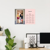 2023 Foto-Monogrammname im Kalender auf Rosa Poster (Heimbüro)