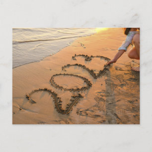 2023 Frohes neues Jahr, Beach Sand Writing Card Postkarte