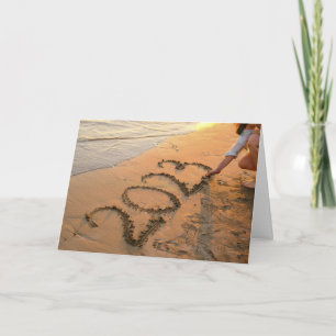 2023 Frohes neues Jahr, Beach Sand Writing Karte