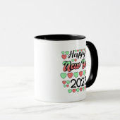 2023 Frohes neues Jahr Frische Texte und Herzen Tasse (VorderseiteRechts)