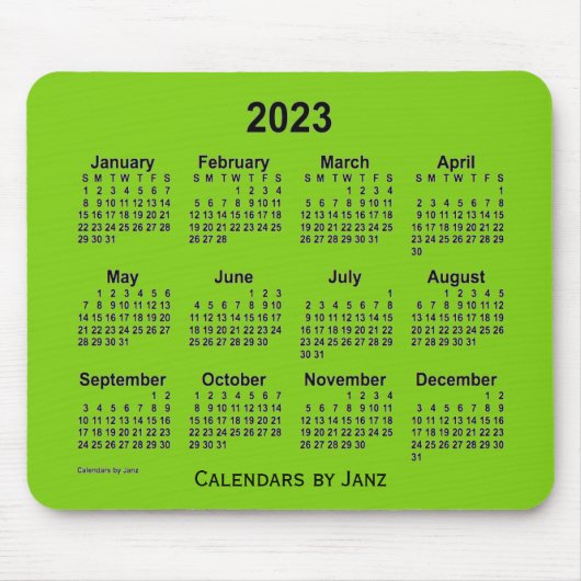 2023 Gelber grüner Kalender von Janz Mouse Pad Mousepad (Vorne)