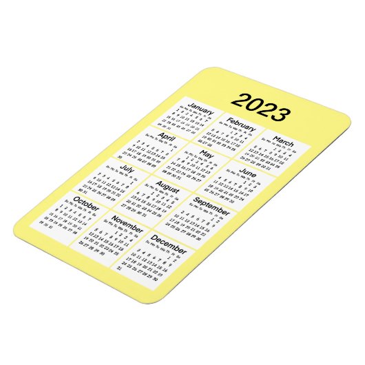2023 Gelbes Mini-Kalender-Magnet Magnet (Linke Seite)