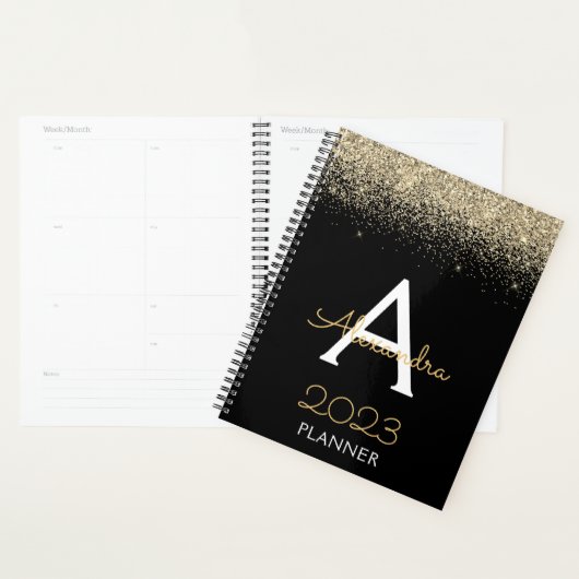 2023 Gold Black Glitzer Monogram Modern Luxury Planer (Anzeige)