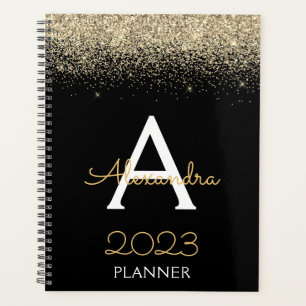 2023 Gold Black Glitzer Monogram Modern Luxury Planer