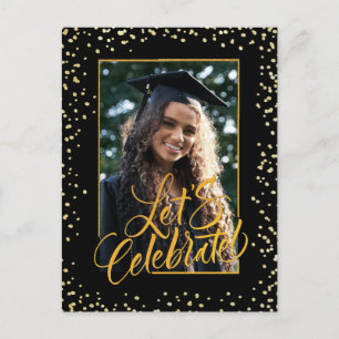 2023 Gold Confetti Eleganter Abschluss Postkarte