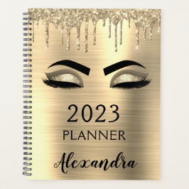 2023 Gold Glitter Sparkle Eyelashes Glam Planer