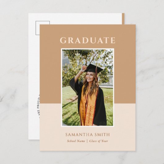 2023 Gold Modern Script Simple Foto Abschluss Ankündigungspostkarte (Vorne/Hinten)