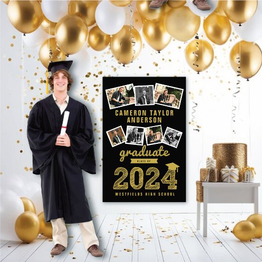 2023 Gold Sketch Grad 7 Foto Collage Abschluss Poster