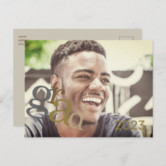2023 Grad Foto Brown Tones Announcement Card Postkarte (Vorne/Hinten)