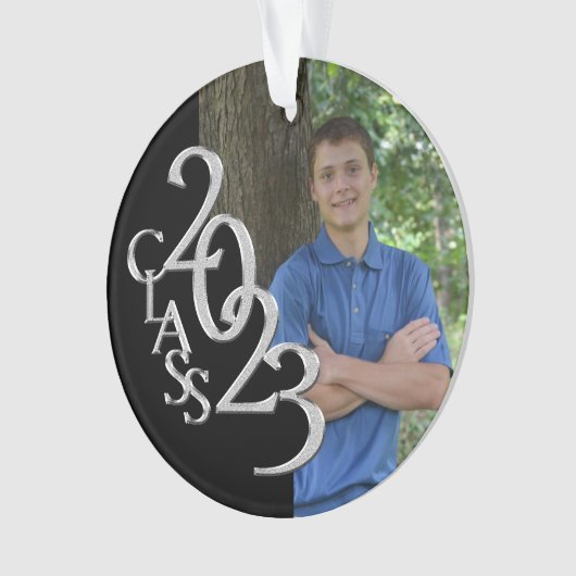 2023 Grad Foto der Black and Silver Class Ornament (Vorderseite)