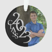 2023 Grad Foto der Black and Silver Class Ornament (Vorderseite)
