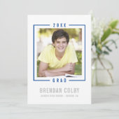2023 GRAD INVITE einfaches Foto-Frame königsblau Einladung (Stehend Vorderseite)