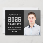 2023 Graduate Black Gray Graduation Party Foto Einladung (Vorderseite)