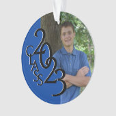 2023 Graduate Blue Class-Foto Ornament (Vorderseite)