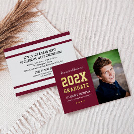 2023 Graduate Burgundy Gold Graduation Party Foto Folieneinladung