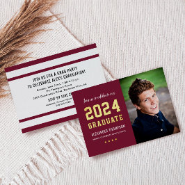 2023 Graduate Burgundy Gold Graduation Party Foto Folieneinladung