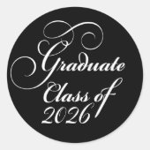 2023 Graduate Elegant Schwarz-weiß Envelope Runder Aufkleber (Vorderseite)