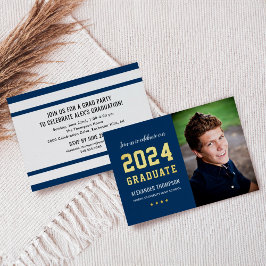 2023 Graduate Navy Gold Graduation Party Foto Folieneinladung