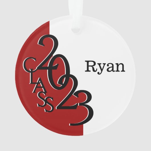 2023 Graduate Red Class Foto Ornament (Rückseite)