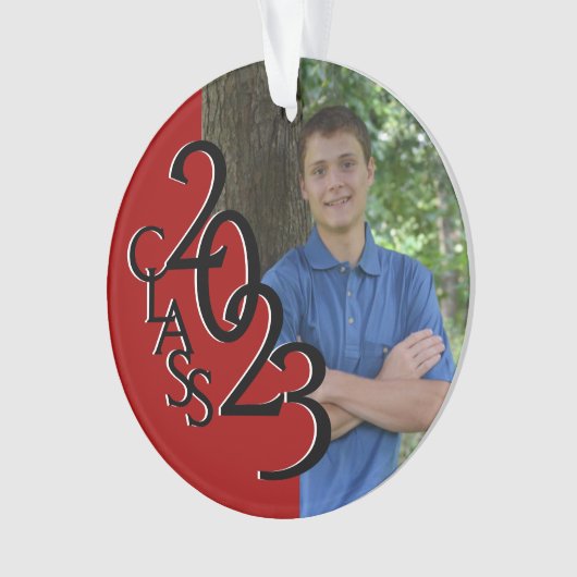 2023 Graduate Red Class Foto Ornament (Vorderseite)