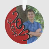 2023 Graduate Red Class Foto Ornament (Vorderseite)