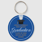 2023 Graduation Blue Gold Custom School Monogram Schlüsselanhänger (Rückseite)