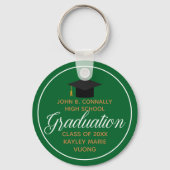 2023 Graduation Green Gold Custom School Monogram Schlüsselanhänger (Vorderseite)