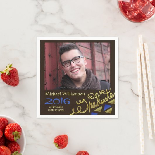 2023 Graduation Party Foto Gold Foil Typografie Serviette (Beispiel)