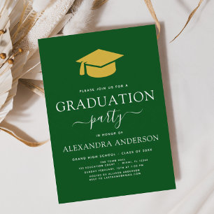 2023 Graduation Party Green Gold Moderne Elegant Einladung