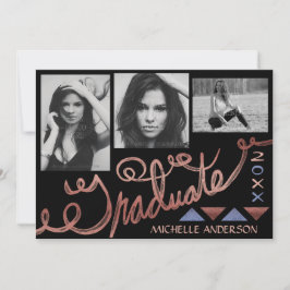 2023 Graduation Party Rose Gold Typografie Foto Einladung