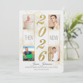 2023 Graduation Then and Now 4 Photo Einladung (Stehend Vorderseite)