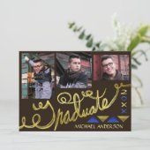 2023 Graduationspartei Gold Typografie Modernes Fo Einladung (Stehend Vorderseite)