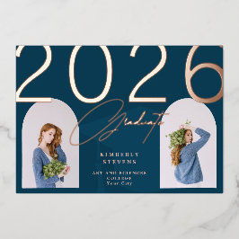 2023 Graduierte elegante minimalistische Zoll 2 Fo Folieneinladung