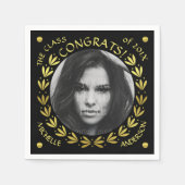 2023 Graduierungsparty Gold Black Laurel Wreath Serviette (Vorderseite)