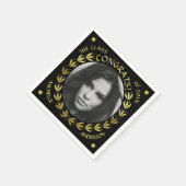 2023 Graduierungsparty Gold Black Laurel Wreath Serviette (Ecke)