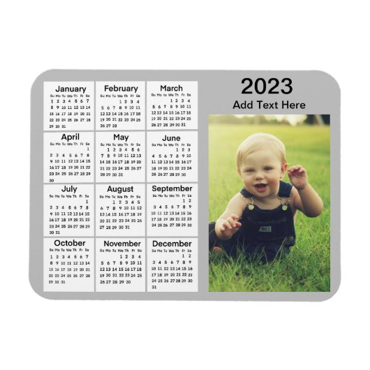 2023 Gray Mini Foto Calendar Magnet (Horizontal)