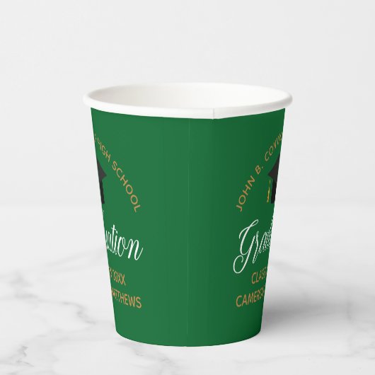 2023 Green Gold Abschluss Custom School Party Pappbecher (Rechts)